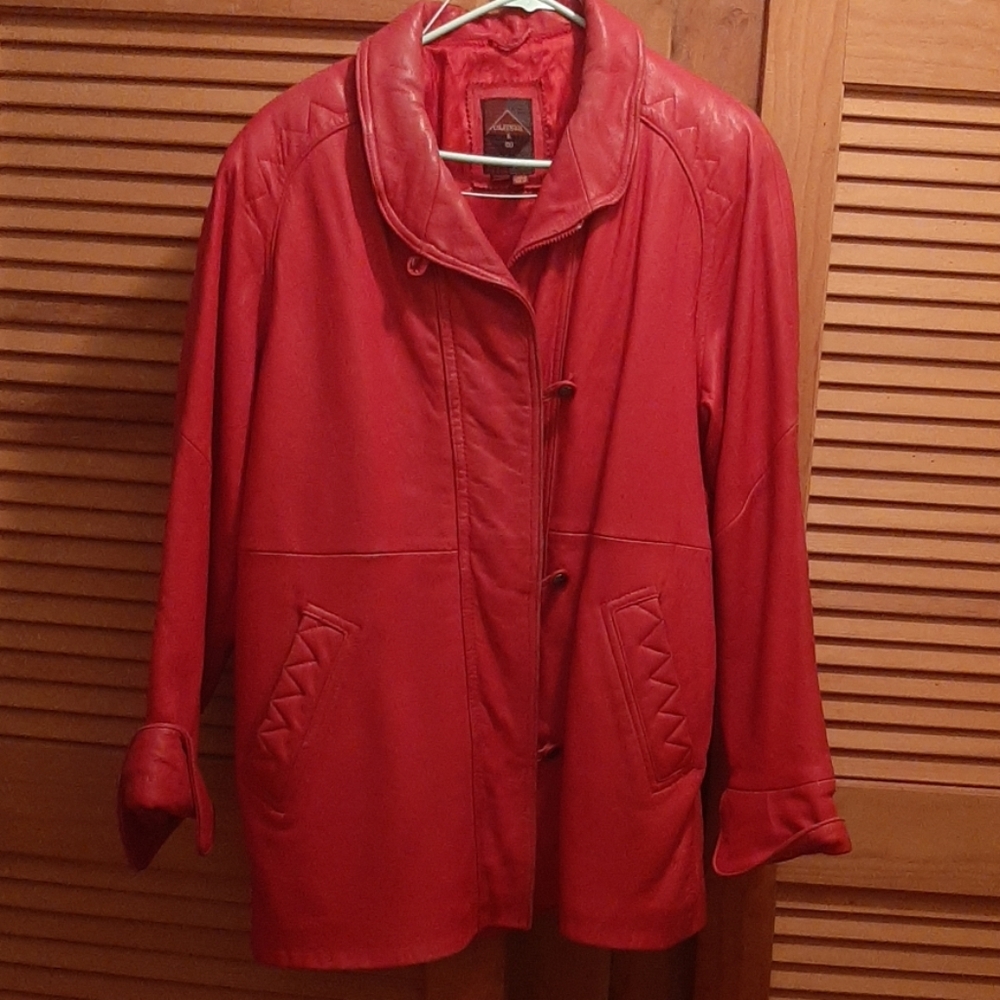 Red leather vintage jacket